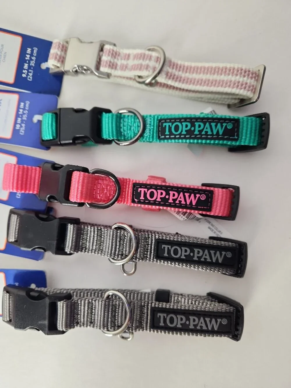 Set of 5 Dog Collars size Small gray pink green Top-Paw new bundle lot
